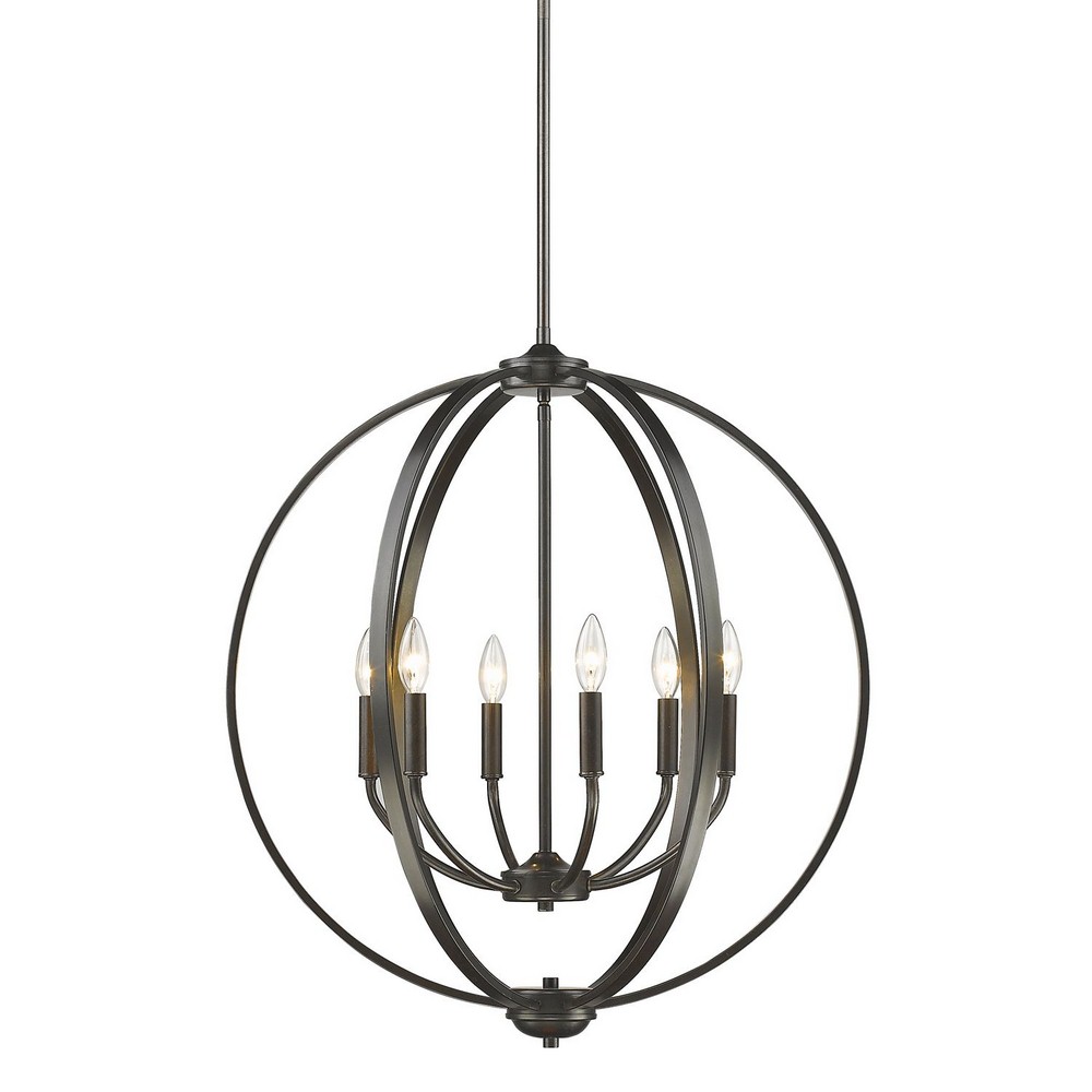 Golden Lighting-3167-6 EB-Colson - 6 Light Chandelier in Durable style - 28.75 Inches high by 27.25 Inches wide No Shade  Etruscan Bronze Finish